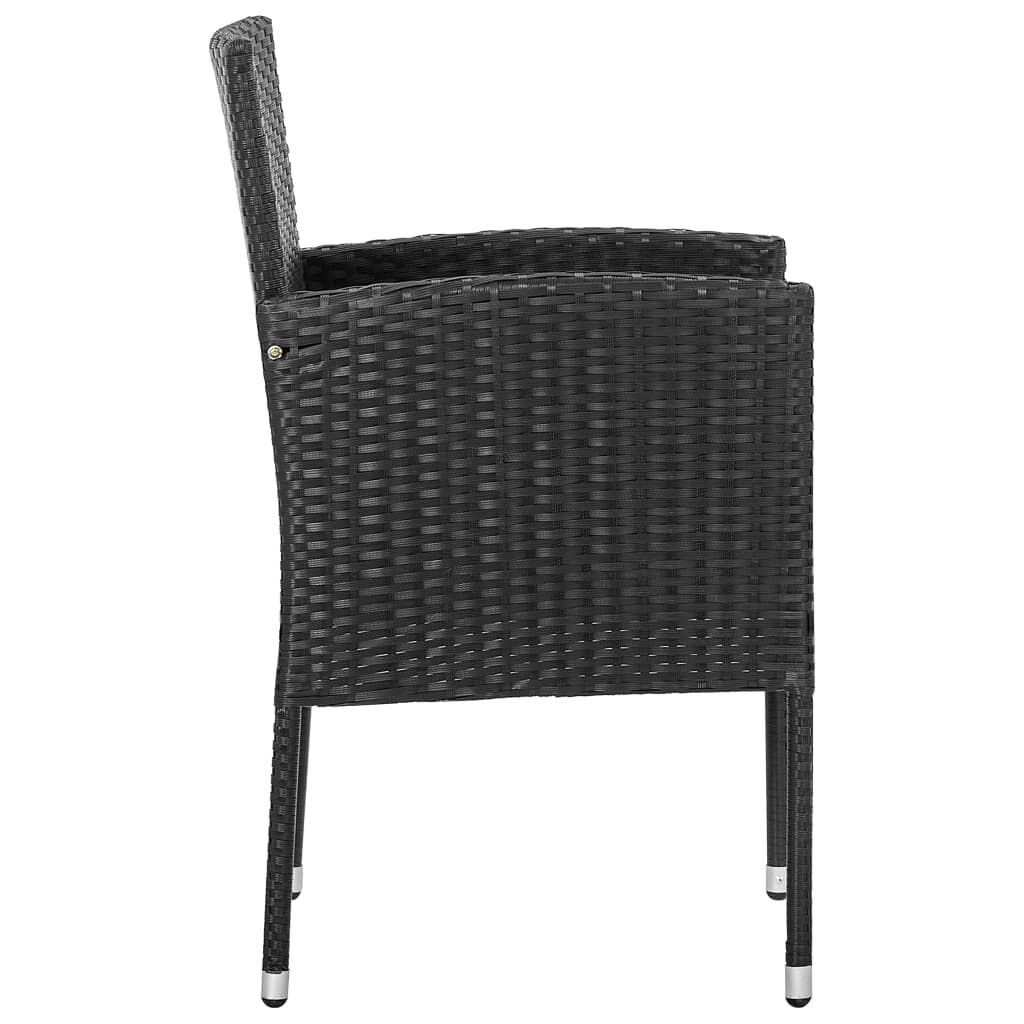 vidaXL 7 Piece Garden Dining Set Poly Rattan Black