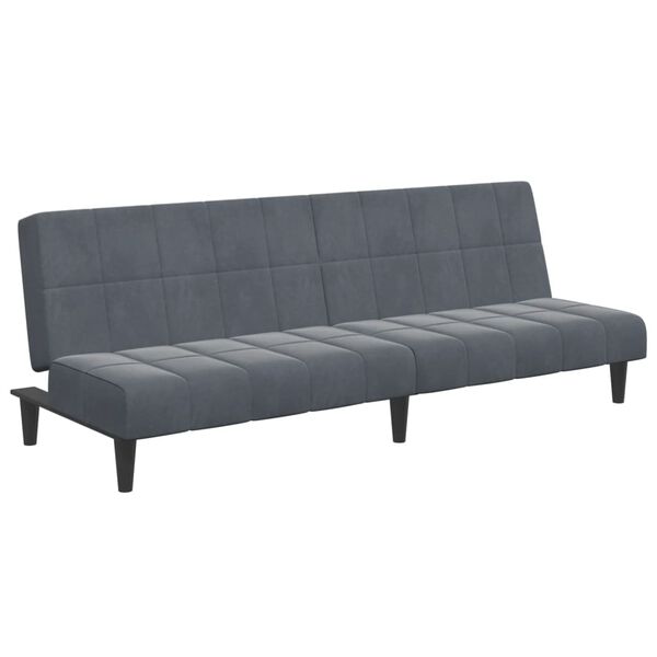 vidaXL 2-Seater Sofa Bed with Footstool Dark Grey Velvet