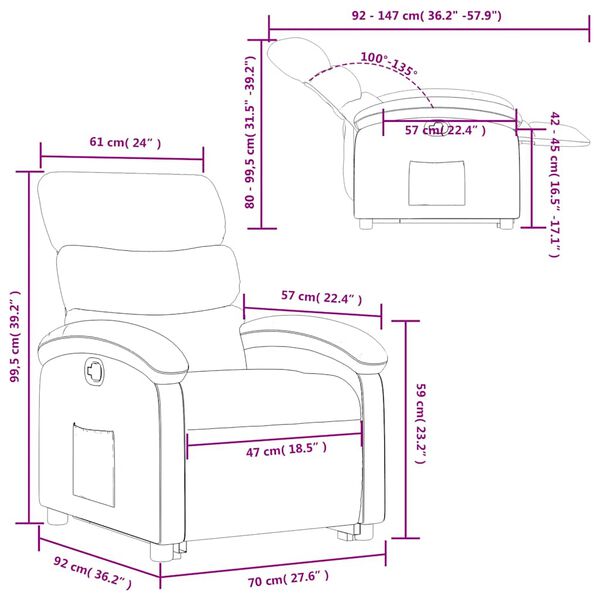 vidaXL Stand up Recliner Chair Light Grey Fabric