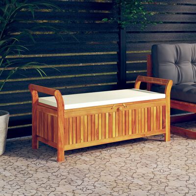 vidaXL Garden Storage Bench with Cushion 126 cm Solid Wood Acacia