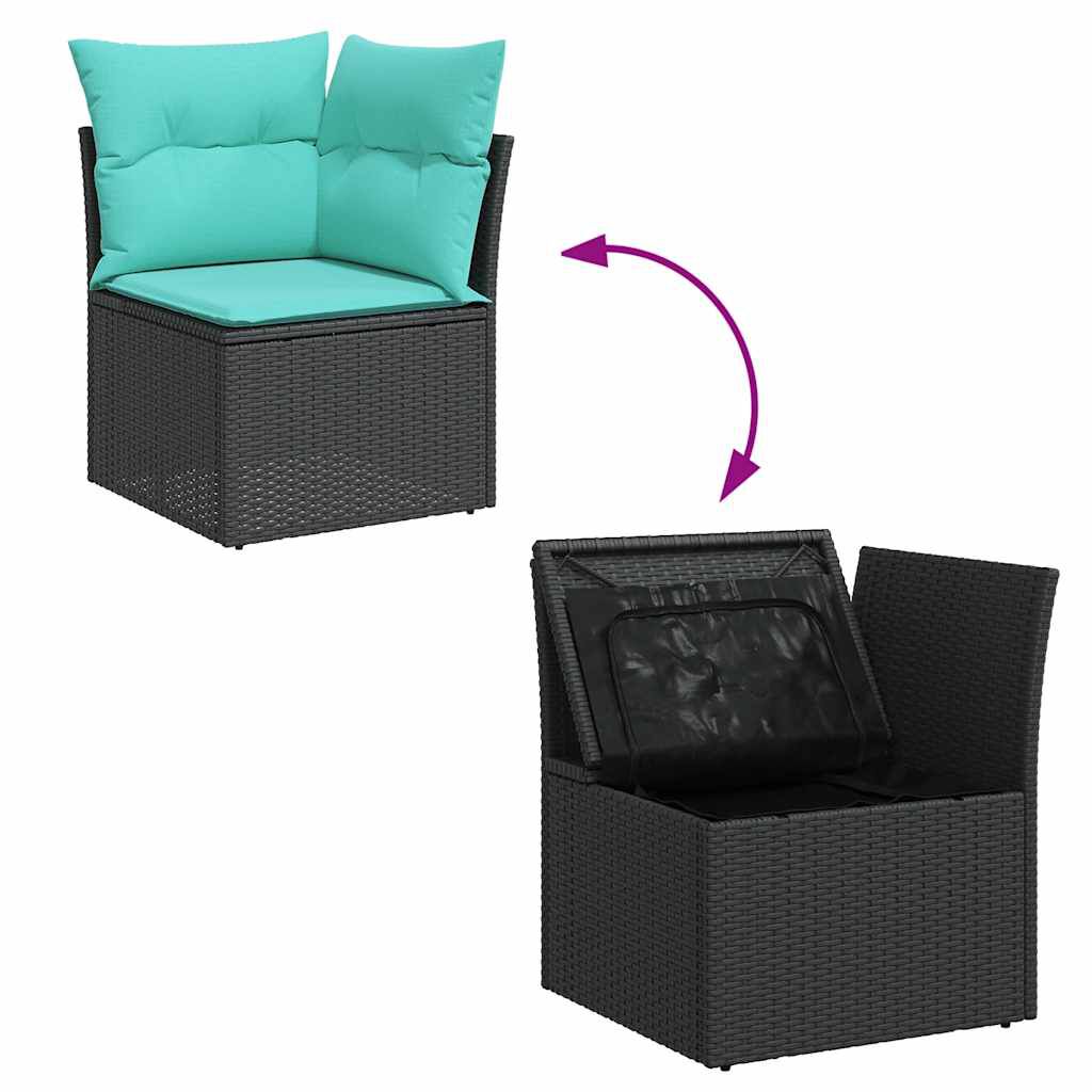 vidaXL 5 Piece Garden Sofa Set with Cushions Black Poly Rattan