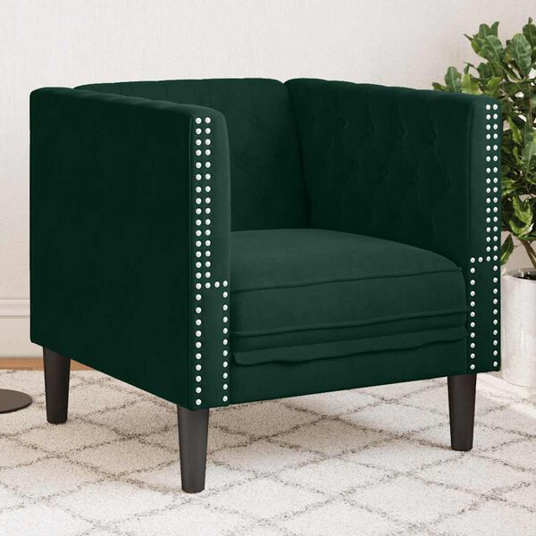 vidaXL Chesterfield Sofa Chair Dark Green Velvet