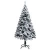 vidaXL Artificial Pre-lit Christmas Tree with Flocked Snow Green 150 cm