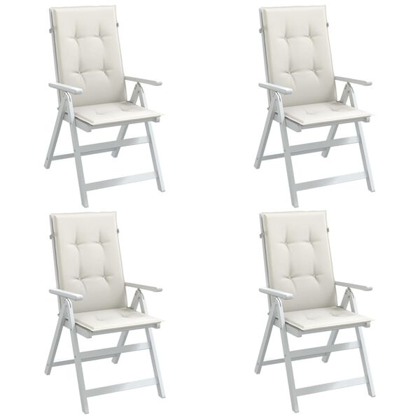 vidaXL Highback Chair Cushions 4 pcs Melange Cream 120x50x4 cm Fabric