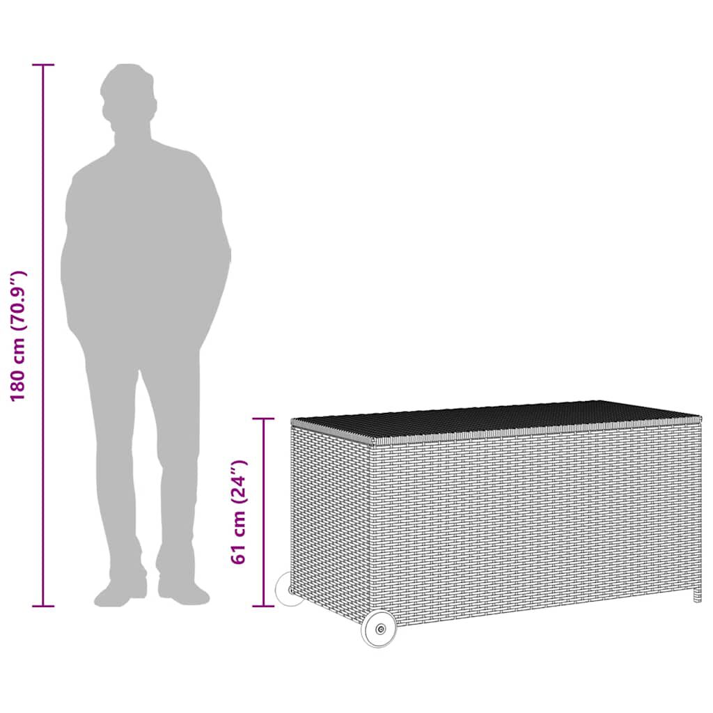 vidaXL Garden Storage Box Black 120x65x61 cm Poly Rattan