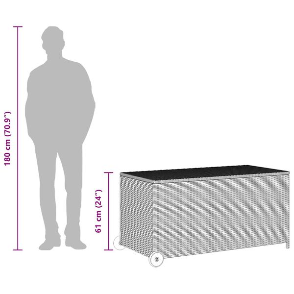 vidaXL Garden Storage Box Black 120x65x61 cm Poly Rattan