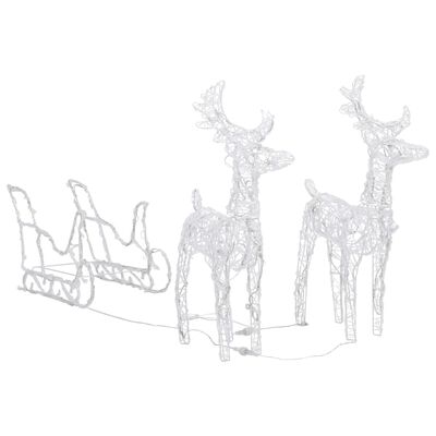 vidaXL Reindeers & Sleigh Christmas Decoration 160 LEDs 130 cm Acrylic