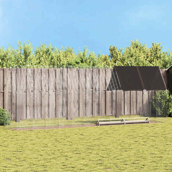 vidaXL Chicken Cage 2 pcs Silver 600 x 100 x 210 cm Galvanised Steel