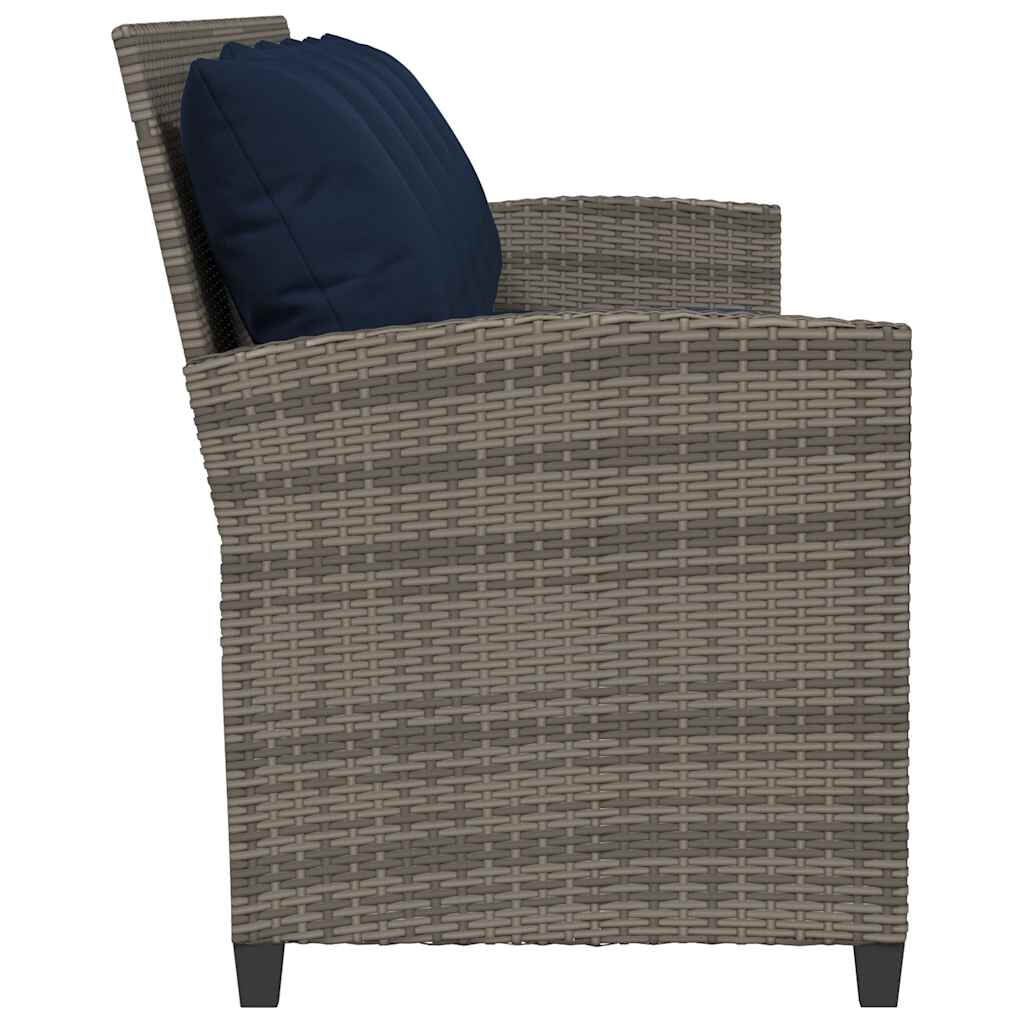 vidaXL Garden Sofa 5-Seater with Cushions Grey Poly Rattan