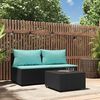 vidaXL 3 Piece Garden Lounge Set with Cushions Black Poly Rattan
