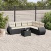 vidaXL 7 Piece Garden Sofa Set with Cushions Black Poly Rattan