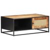 vidaXL Coffee Table 90x50x35 cm Rough Mango Wood and Natural Cane