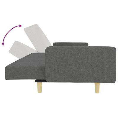 vidaXL 2-Seater Sofa Bed with Footstool Dark Grey Fabric