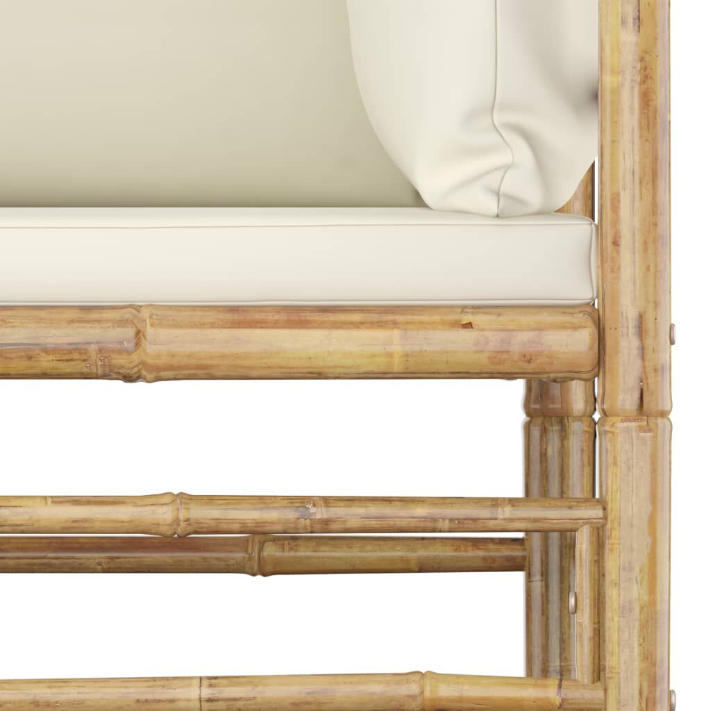 vidaXL 9 Piece Garden Lounge Set with Cream White Cushions Bamboo
