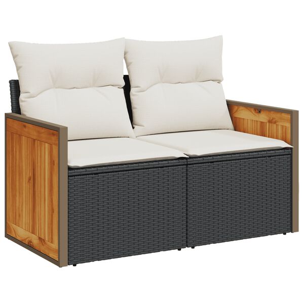 vidaXL 5 Piece Garden Sofa Set with Cushions Black Poly Rattan