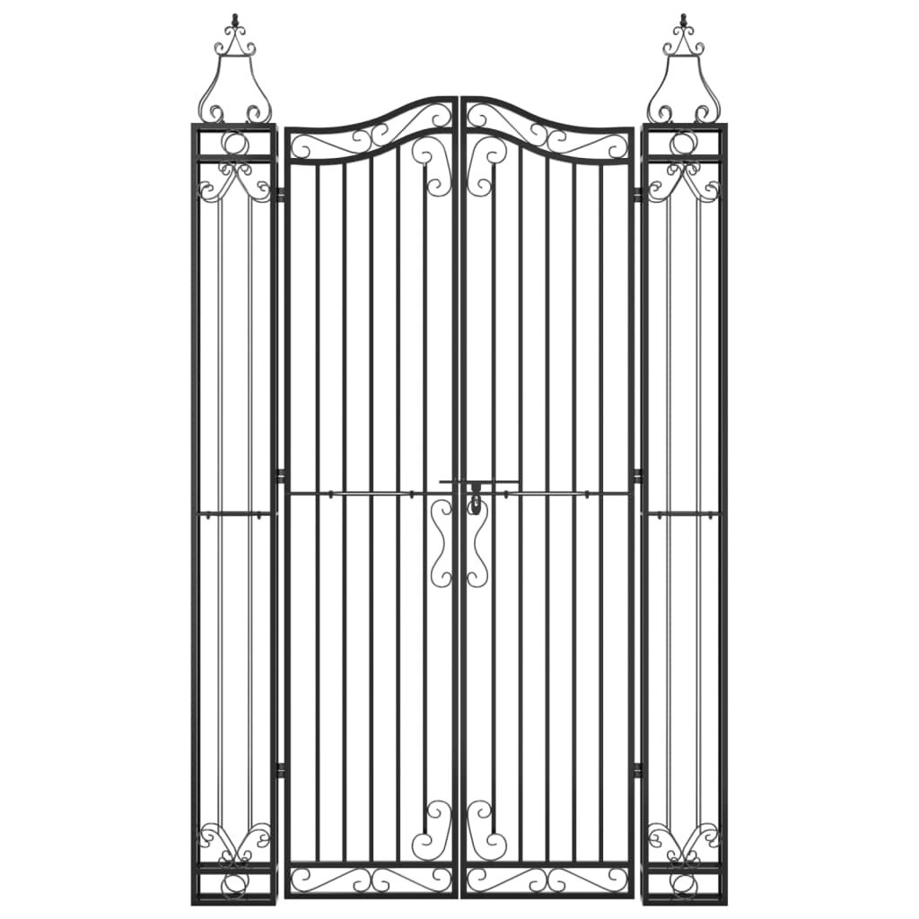 vidaXL Garden Gate Black 121x8x200 cm Wrought Iron