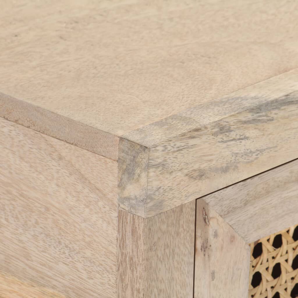 vidaXL Console Table 100x35x76 cm Solid Mango Wood and Natural Cane