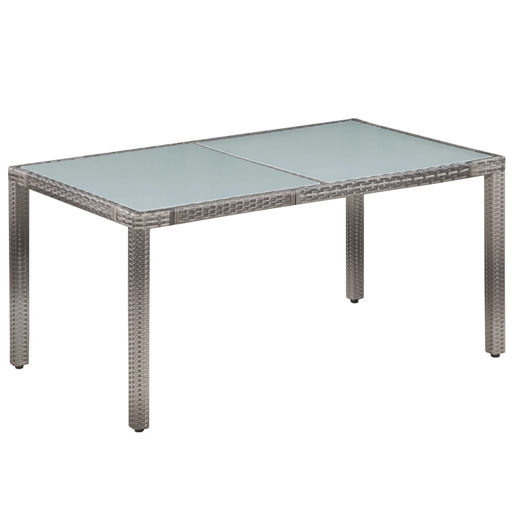 vidaXL 7 Piece Outdoor Dining Set with Cushions Poly Rattan Grey