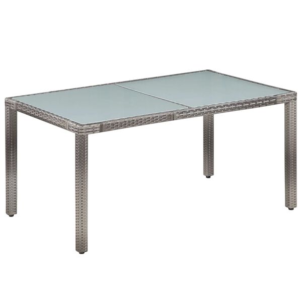 vidaXL 7 Piece Outdoor Dining Set with Cushions Poly Rattan Grey