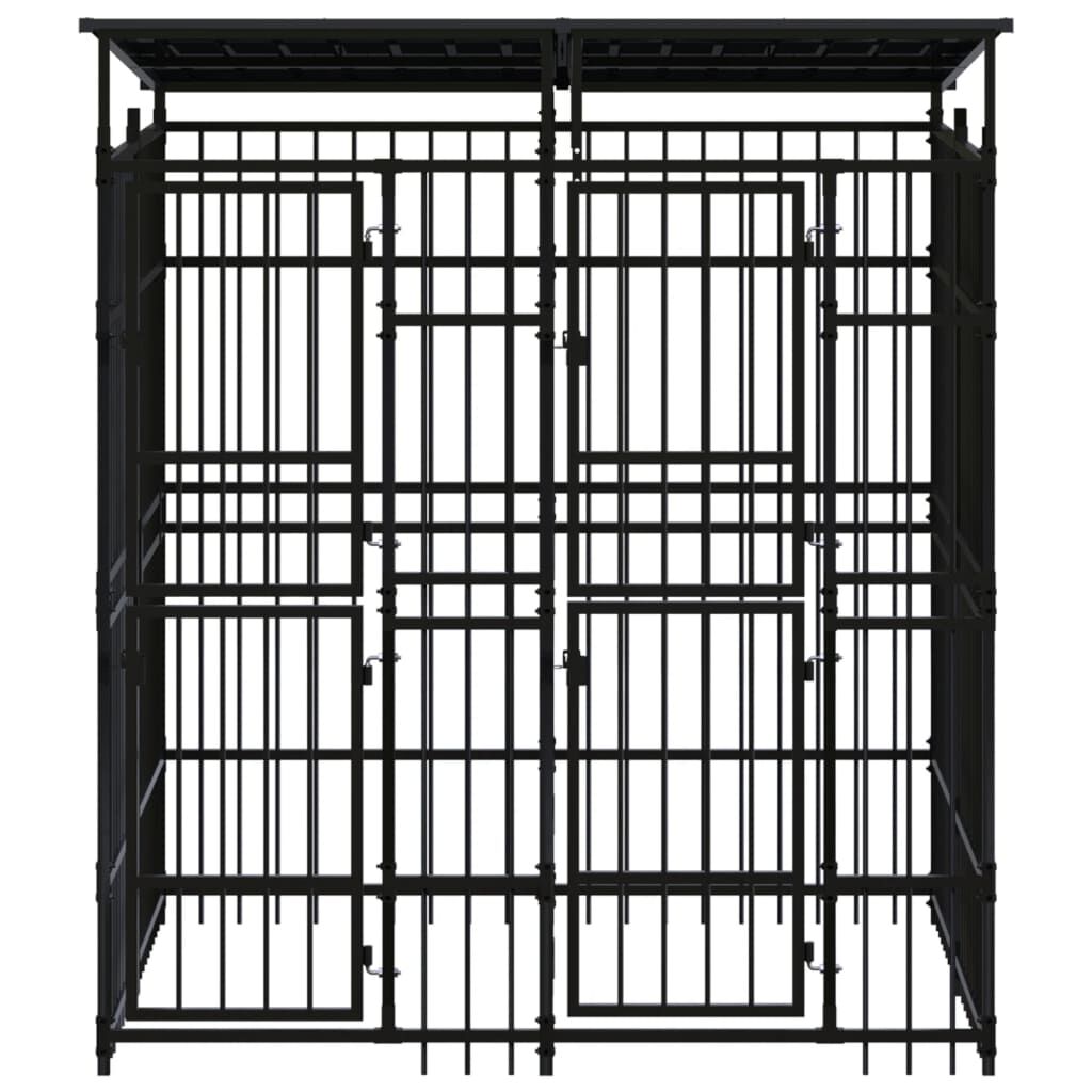 vidaXL Outdoor Dog Kennel with Roof Steel 3.69 m²