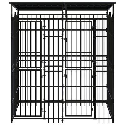vidaXL Outdoor Dog Kennel with Roof Steel 3.69 m²