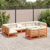 vidaXL 9 Piece Garden Sofa Set with Cushions Wax Brown Solid Wood Pine