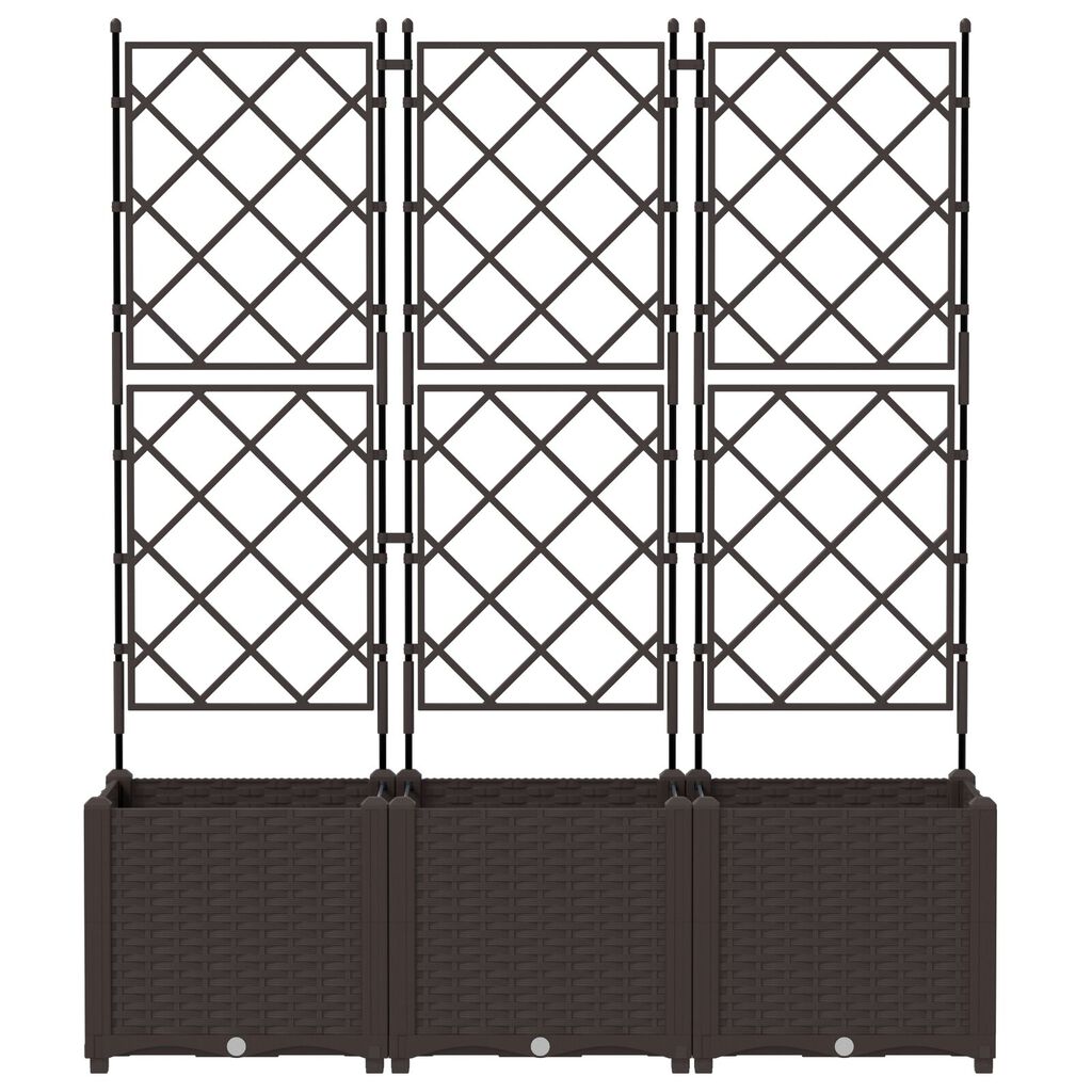 vidaXL Garden Planter with Trellis 3 pcs Brown 120x40x143 cm