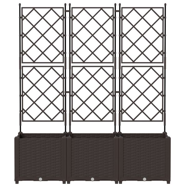 vidaXL Garden Planter with Trellis 3 pcs Brown 120x40x143 cm