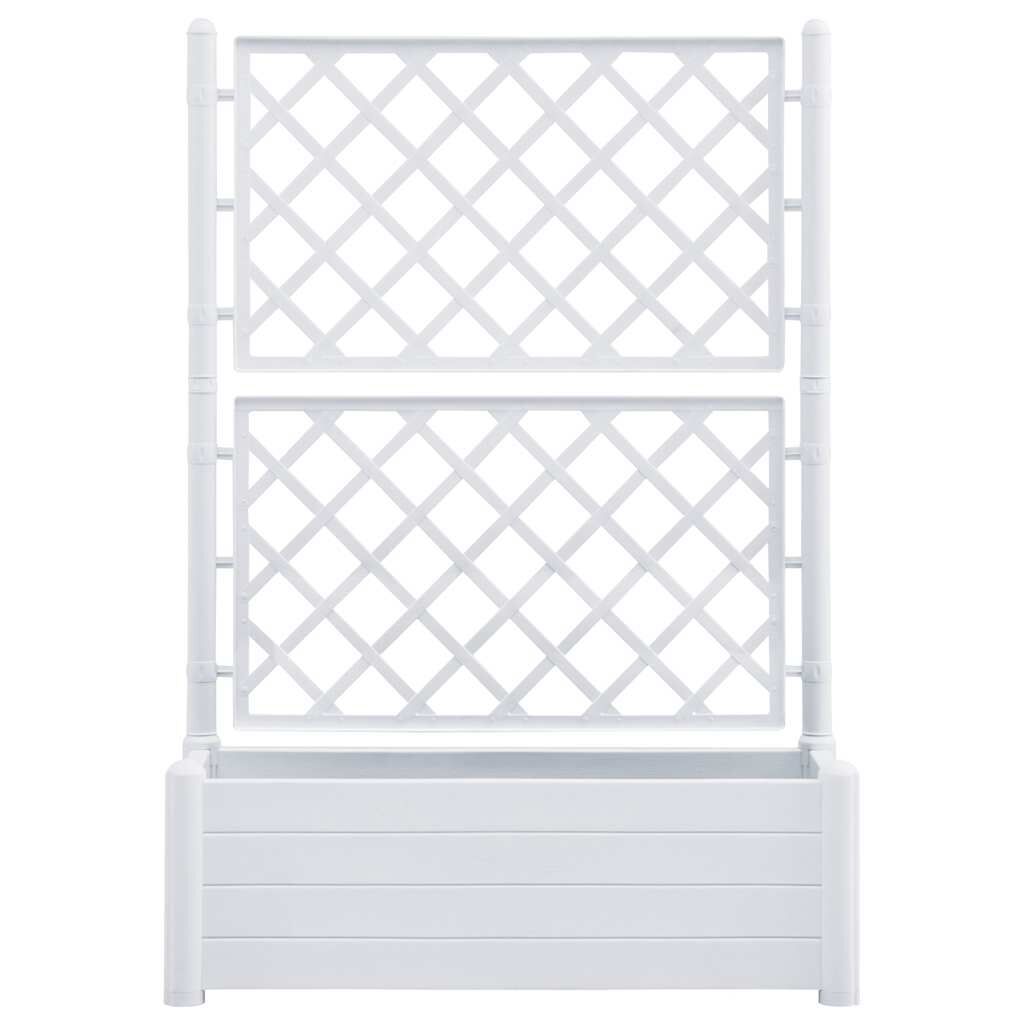 vidaXL Garden Planter with Trellis 100x43x142 cm PP White