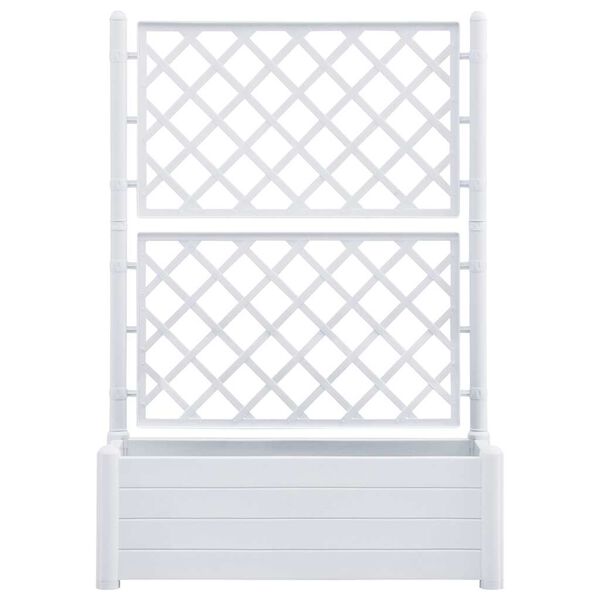 vidaXL Garden Planter with Trellis 100x43x142 cm PP White