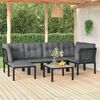 vidaXL 7 Piece Garden Lounge Set Black and Grey Poly Rattan
