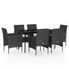 vidaXL 7 Piece Garden Dining Set with Cushions Black