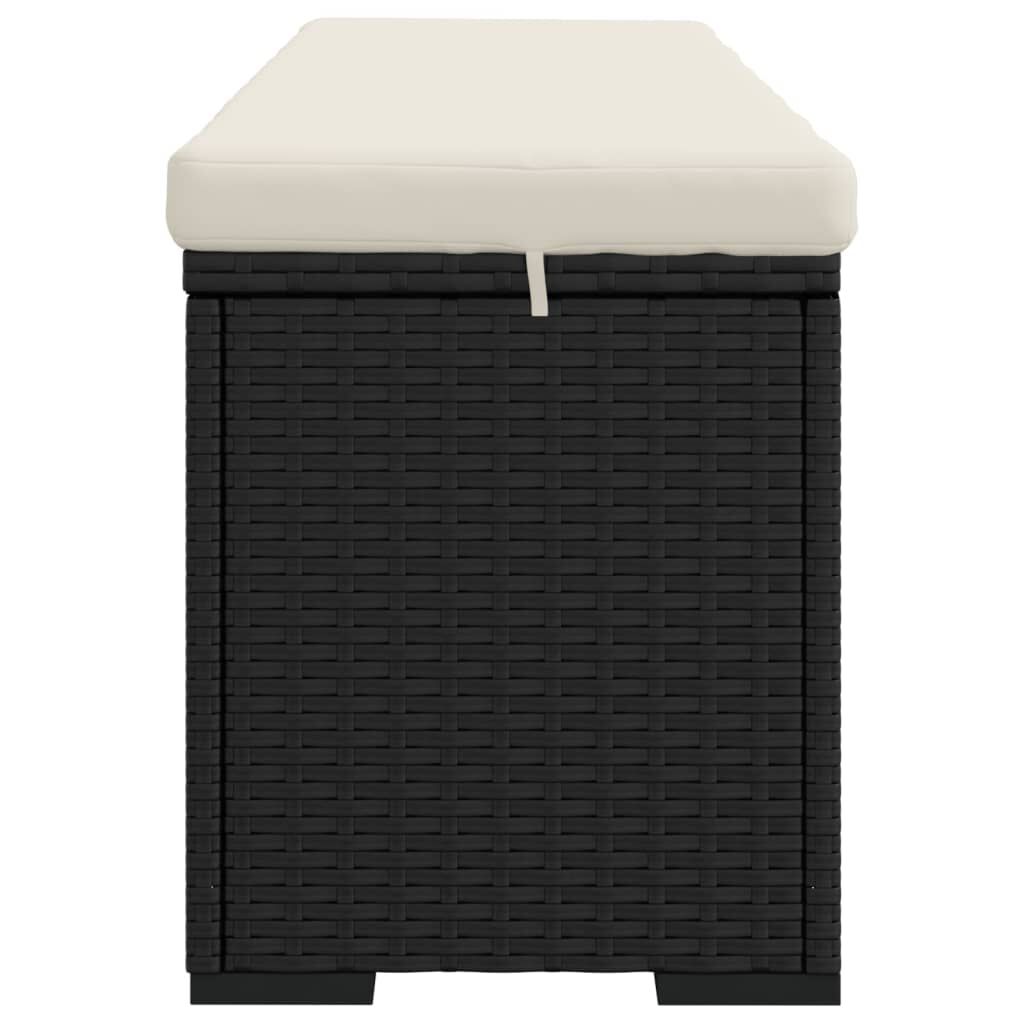 vidaXL Ottoman Bench with Cushion Black 110x30x40 cm Poly Rattan