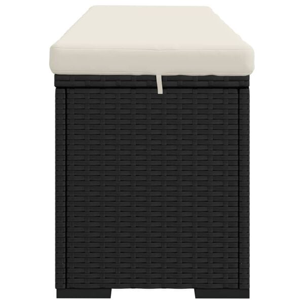 vidaXL Ottoman Bench with Cushion Black 110x30x40 cm Poly Rattan