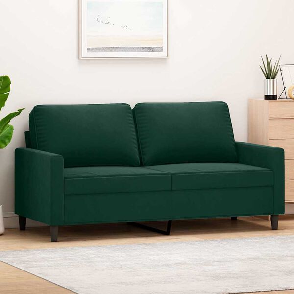 vidaXL 2-Seater Sofa Dark Green 140 cm Velvet