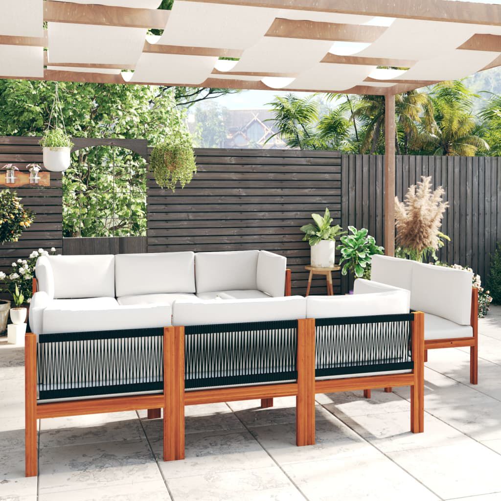 vidaXL 9 Piece Garden Lounge Set with Cushions Cream Solid Acacia Wood