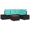 vidaXL Garden Sofa Set with Cushion 5 pcs Black Poly rattan