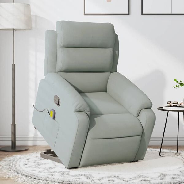 vidaXL Stand up Massage Recliner Chair Light Grey Velvet