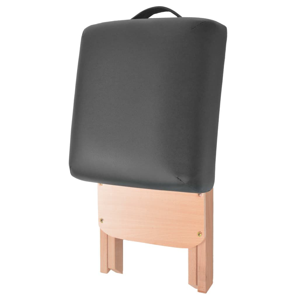 vidaXL 3-Zone Folding Massage Table and Stool Set 10 cm Thick Black