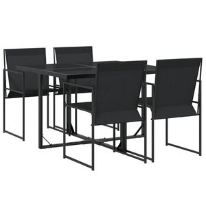 vidaXL 5 Piece Garden Dining Set Black Textilene
