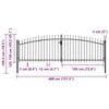 vidaXL Double Door Fence Gate with Spear Top 400x199.5 cm