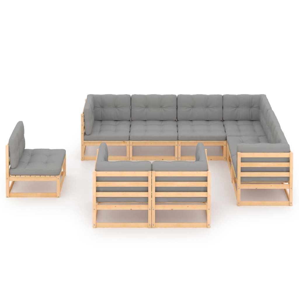vidaXL 9 Piece Garden Lounge Set with Cushions Solid Pinewood