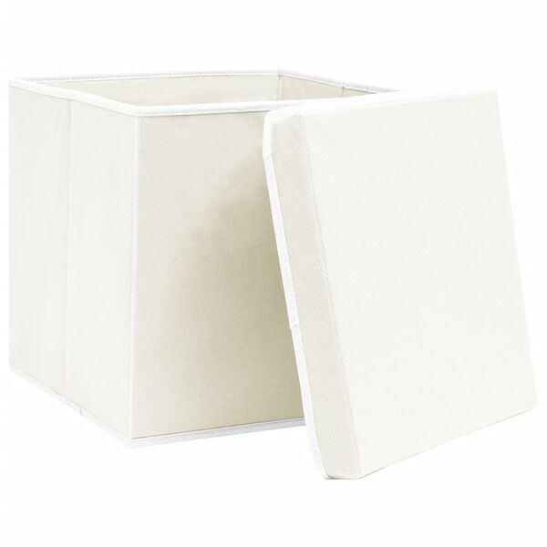 vidaXL Storage Boxes with Lids 4 pcs White 32x32x32 cm Fabric