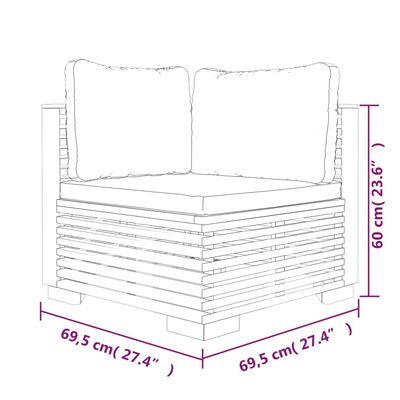 vidaXL 6 Piece Garden Lounge Set with Cushions Solid Wood Teak