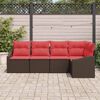 vidaXL Sofa Set with Cushion 5 pcs Brown Poly Rattan