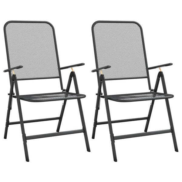 vidaXL 3 Piece Garden Dining Set Expanded Metal Mesh Anthracite