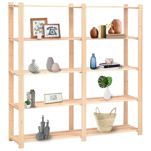 vidaXL 5-Tier Storage Racks 3 pcs 170x38x170 cm Solid Pinewood 500 kg
