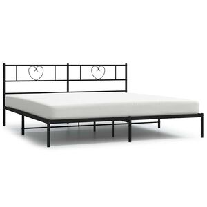 vidaXL Metal Bed Frame without Mattress with Headboard Black 183x213cm