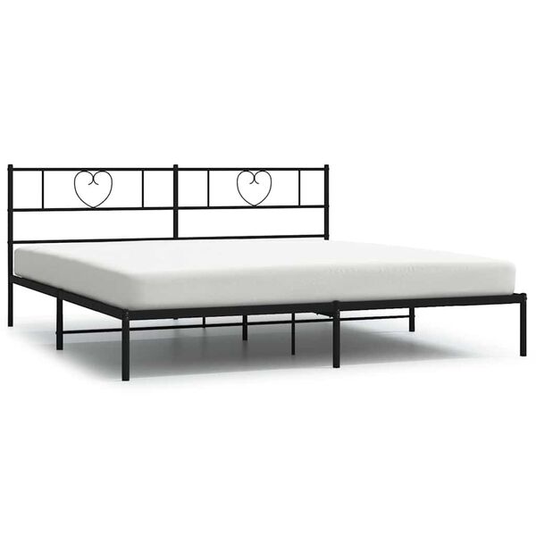 vidaXL Metal Bed Frame without Mattress with Headboard Black 183x213cm