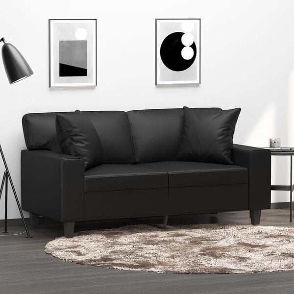 vidaXL Throw Pillows 2 pcs Black 40x40 cm Faux Leather